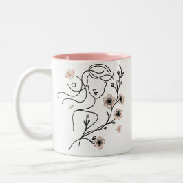 Minimalistische Linie Art Kirry Blossom Tasse, Fra Zweifarbige Tasse