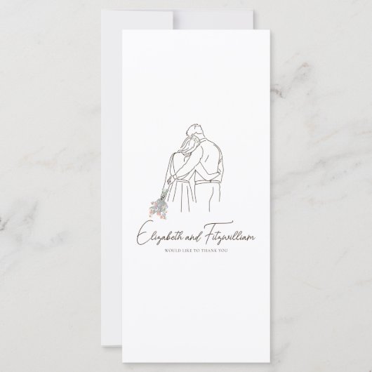 Minimalistische Linie Art Romantisches Paar Floral (Vorderseite)