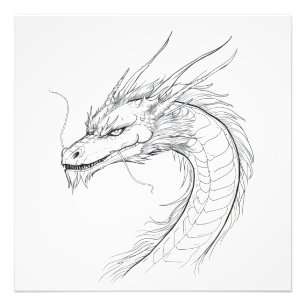 Minimalistische Linie des chinesischen Drachen Fotodruck