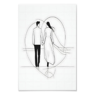 Minimalistische Linie Kunst Romantische Coupé Hold Fotodruck