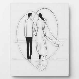 Minimalistische Linie Kunst Romantische Coupé Hold Fotoplatte