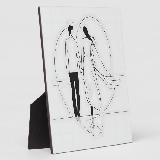 Minimalistische Linie Kunst Romantische Coupé Hold Fotoplatte (Seite)