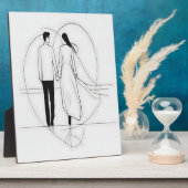 Minimalistische Linie Kunst Romantische Coupé Hold Fotoplatte (Seite)