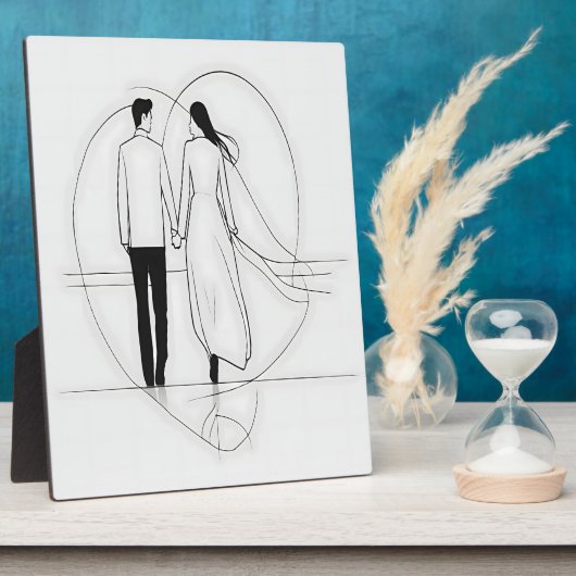 Minimalistische Linie Kunst Romantische Coupé Hold Fotoplatte (Seite)