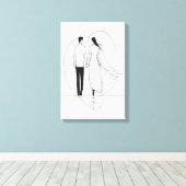 Minimalistische Linie Kunst Romantische Coupé Hold Leinwanddruck (Insitu (Holzboden))