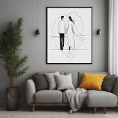 Minimalistische Linie Kunst Romantische Coupé Hold Poster
