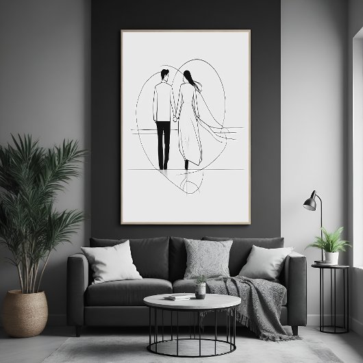 Minimalistische Linie Kunst Romantische Coupé Hold Poster