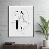 Minimalistische Linie Kunst Romantische Coupé Hold Poster