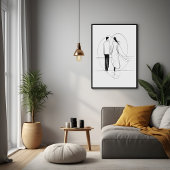 Minimalistische Linie Kunst Romantische Coupé Hold Poster