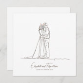 Minimalistische Linie Kunst Romantisches Paar mit  Einladung (Vorne/Hinten)