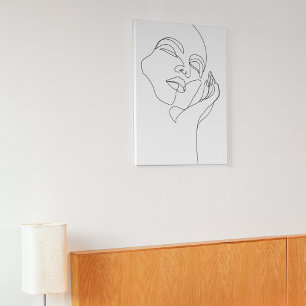 Minimalistische Linie Kunst Zeichn eines Frauenwal Poster