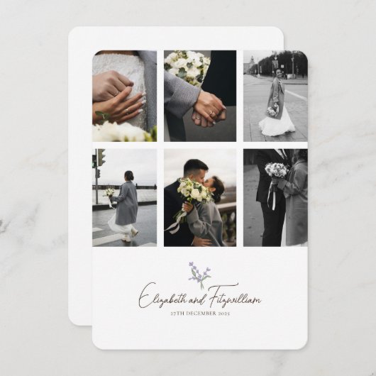 Minimalistische Linie Romantischer Lavendel Hand i Dankeskarte (Vorne/Hinten)