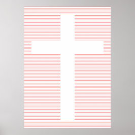 Minimalistische Linie Rot und Weiß Christliche Kre Poster