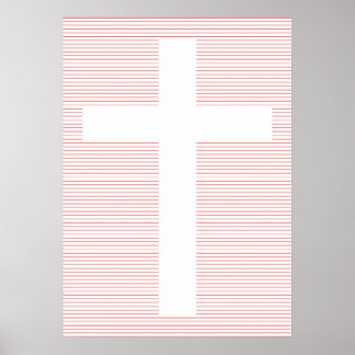 Minimalistische Linie Rot und Weiß Christliche Kre Poster