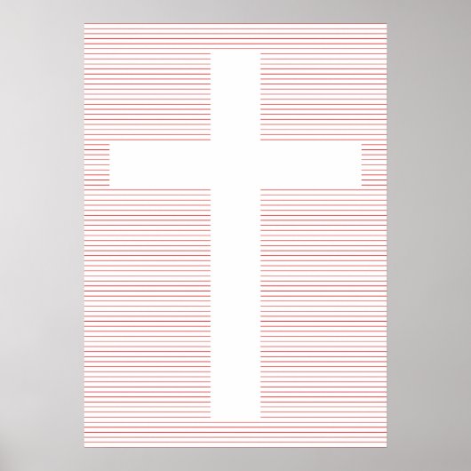 Minimalistische Linie Rot und Weiß Christliche Kre Poster (Vorne)