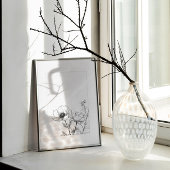 Minimalistische Linie Zeichnend Blume Schwarz/Weiß Poster