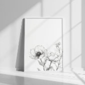 Minimalistische Linie Zeichnend Blume Schwarz/Weiß Poster