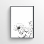 Minimalistische Linie Zeichnend Blume Schwarz/Weiß Poster