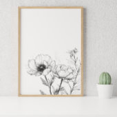 Minimalistische Linie Zeichnend Blume Schwarz/Weiß Poster