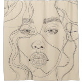 Minimalistische Linie Zeichnend Frauenduschvorhang Duschvorhang (Vorderseite)