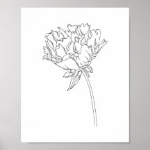 Minimalistische Linie zeichnend Plakat der Blume v