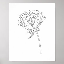 Minimalistische Linie zeichnend Plakat der Blume v