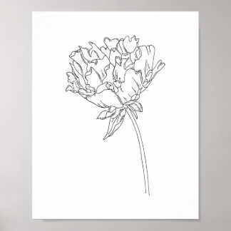 Minimalistische Linie zeichnend Plakat der Blume v