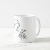 Minimalistische Linie zeichnend Porträtiererin Kaffeetasse (VorderseiteRechts)