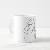 Minimalistische Linie zeichnend Porträtiererin Kaffeetasse (Vorderseite Links)