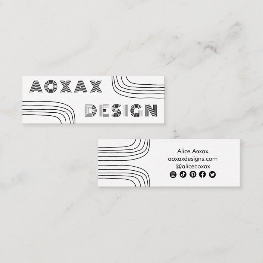 Minimalistische Linien Abstrakte Formen Einzigarti Mini Visitenkarte (Vorne/Hinten)