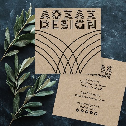 Minimalistische Linien Abstrakte Formen Einzigarti Quadratische Visitenkarte