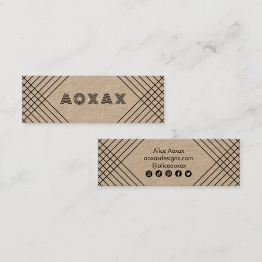 Minimalistische Linien Abstrakte grafische KRAFT Mini Visitenkarte (Vorne/Hinten)