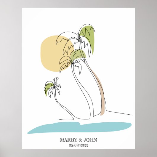 Minimalistische Linien Palme hinzufügen Poster (Vorne)