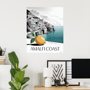 Minimalistische Linienkunst an der Amalfiküste Poster