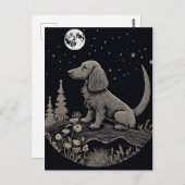 Minimalistische Linienkunst einer Dackel auf dem M Postkarte (Vorne/Hinten)