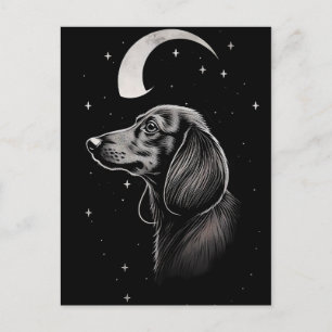 Minimalistische Linienkunst einer Dackel auf dem M Postkarte