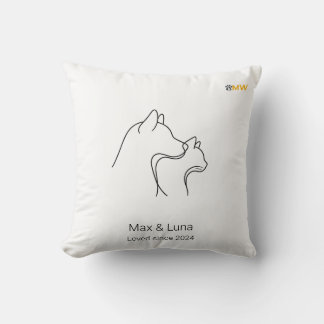 Minimalistische Linienkunst-Kissen mit Hund und Ka Kissen