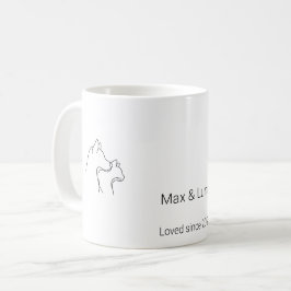 Minimalistische Linienkunst-Tasse mit Hund und Kat Kaffeetasse