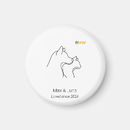 Minimalistische Linienkunst von Hund und Katze mit Magnet