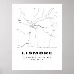 Minimalistische Lismore-Karte mit Koordinaten Poster