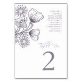 Minimalistische Liste der botanischen Blumenbezeic Tischnummer (Vorderseite)