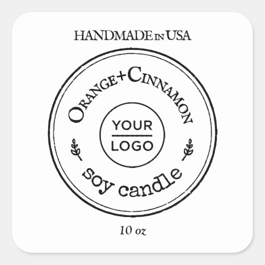 Minimalistische Logo-Handmade-Produktkennzeichnung Quadratischer Aufkleber (Vorderseite)