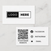 Minimalistische Logos in Schwarzweiß-Social Media Visitenkarte (Vorne/Hinten)