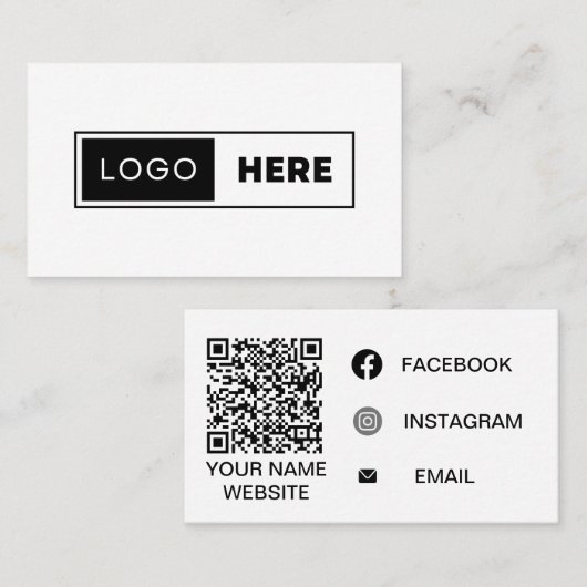 Minimalistische Logos in Schwarzweiß-Social Media Visitenkarte (Vorne/Hinten)