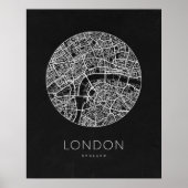 Minimalistische Londoner City-Karte Poster (Vorne)