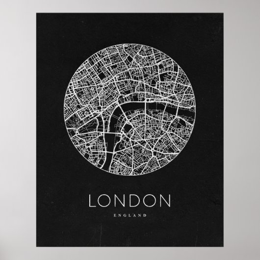 Minimalistische Londoner City-Karte Poster (Vorne)