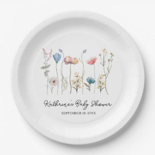 Minimalistische Long-Stem-Wildblume Pappteller
