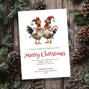Minimalistische lustige Hühner Weihnachtsgrußkarte Feiertagskarte