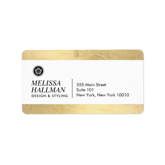 Minimalistische Luxe Floral Logo Designer Imitate Adressaufkleber (Vorne)