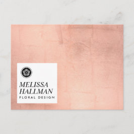 Minimalistische Luxe-Floral-Logo-Rose Gold Postkarte